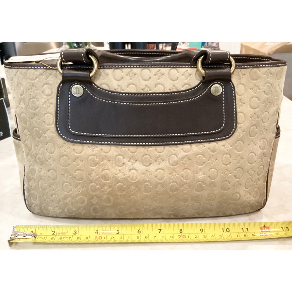 Celine Macadam Logo Print Boston Satchel Top Handle Bag Designer Purse - Picture 3 of 16